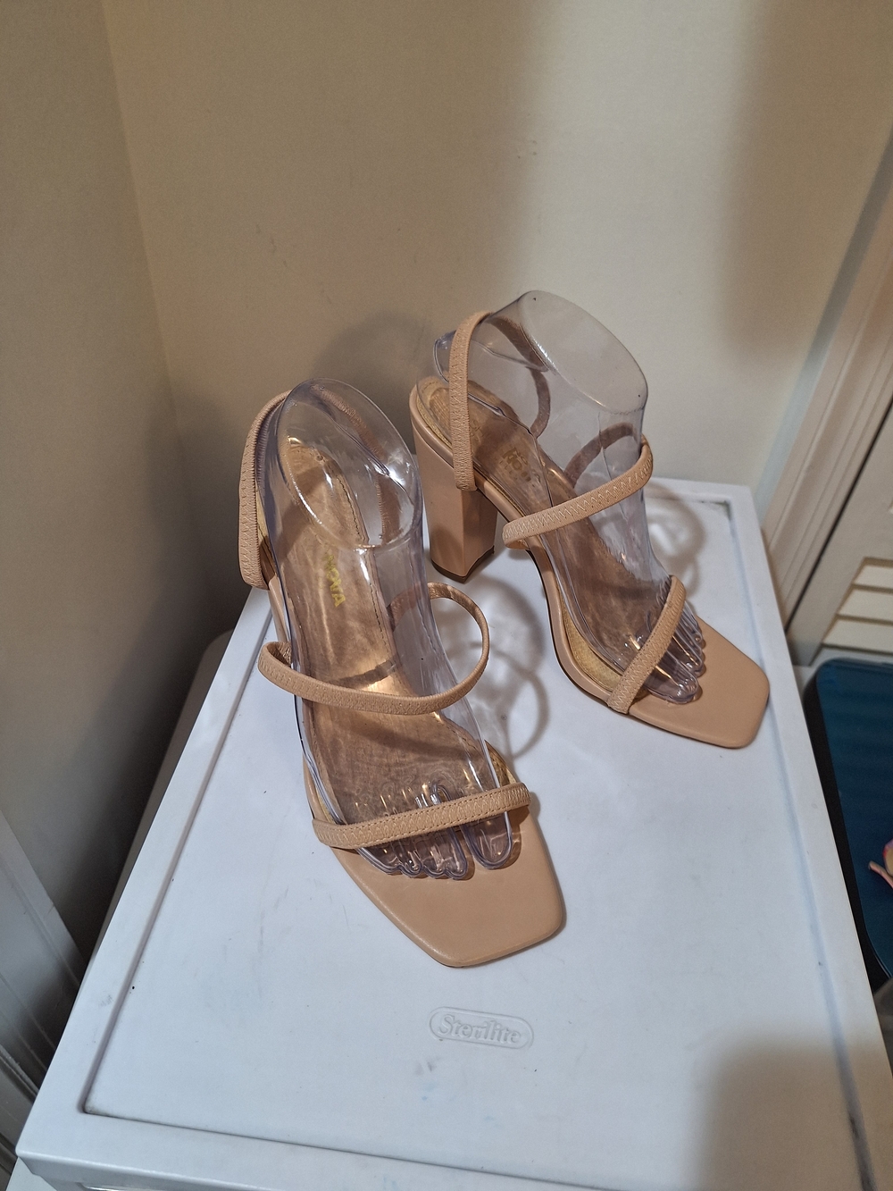 Fashion Nova Beige Nude Strappy Block Heel Sandals